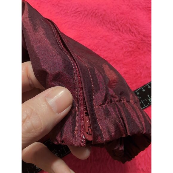 On Your Mark Petites Maroon Vintage Lined Windpants Women's Size PS Zip Hems - Picture 6 of 9